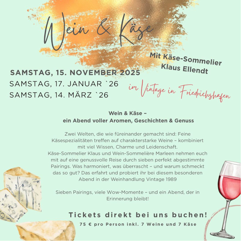 Degustation und Tasting mit Wein und Käse November 2025